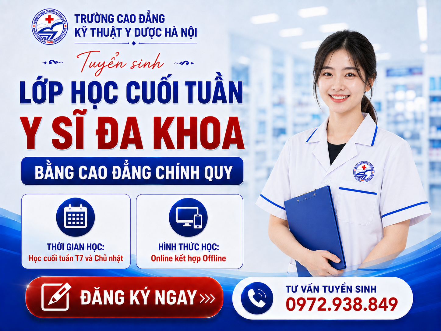 Tuyển sinh lớp học cuối tuần ngành Y sĩ đa khoa – Cao đẳng Kỹ thuật Y Dược Hà Nội